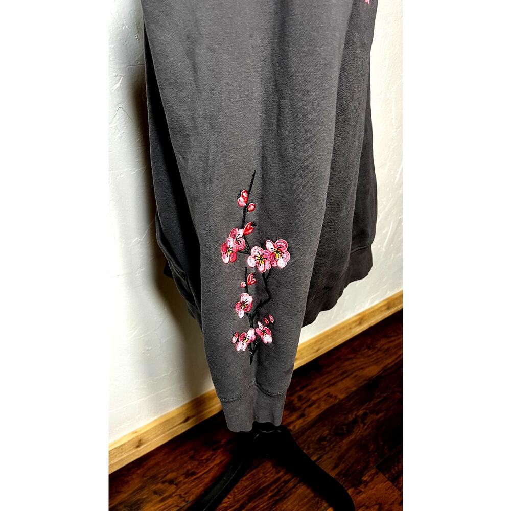 DGK Zen Full Zip Fleece Hoodie Embroidered Cherry Blossoms Drawcord Hood Mens XL - Picture 4 of 14